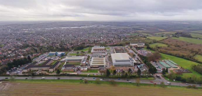 Aerial view of Bretby Business Park in Bretby, UK, recently acquired by Westcore Europe