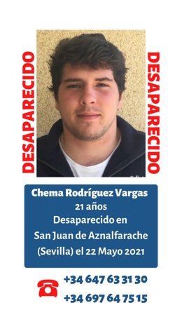 Imagen del joven desaparecido