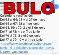 Junta advierte de un falso calendario de vacunación para nacidos entre 1962 y 1979
