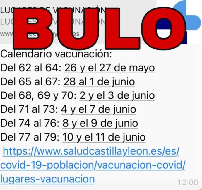 Falso calendario de vacunación que circula por redes.