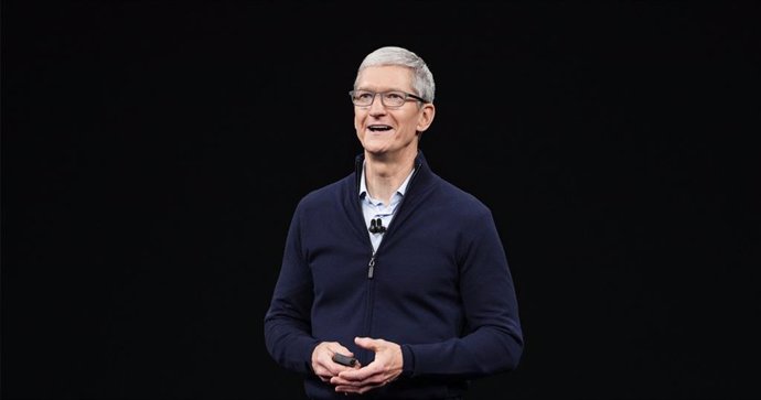 Tim Cook en una presentación de Apple en 2017