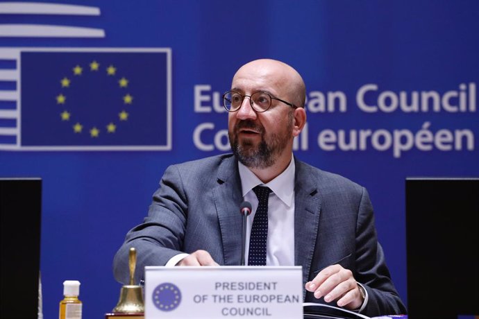 HANDOUT - 24 May 2021, Belgium, Brussels: European Council President Charles Michel attends a special EU summit. Photo: Dario Pignatelli/EU Council/dpa - ATTENTION: editorial use only and only if the credit mentioned above is referenced in full