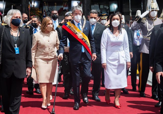 El presidente de Ecuador, Guillermo Lasso, durante el acto de su investidura