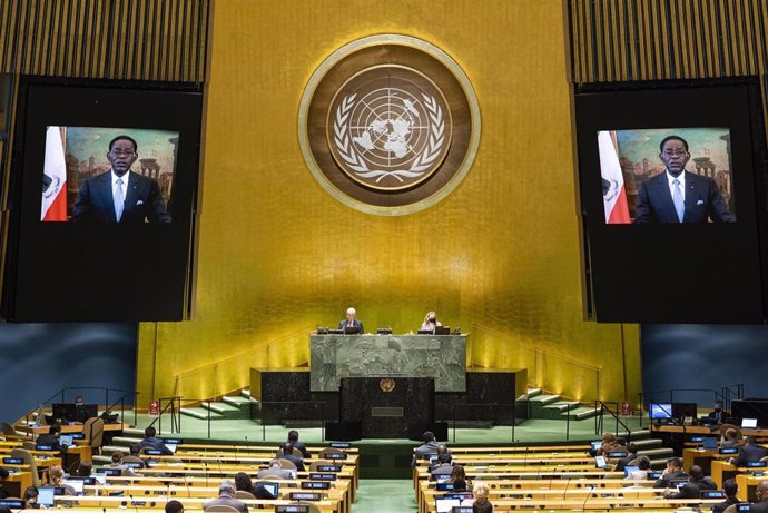 Archivo - Teodoro Obiang, presidente de Guinea Ecuatorial, habla en la Asamblea General de la ONU