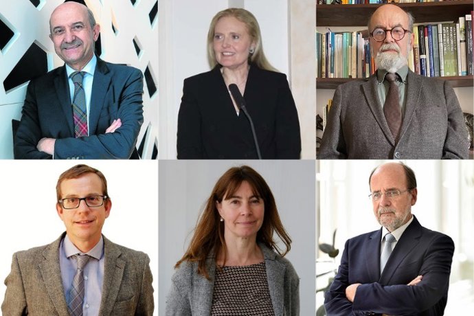 Miguel Ángel Martínez-González, Dolores Corella, Emilio Ros, Jordi Salas, Montse Fitó y Ramón Struch, investigadores del CIBEROBN que componen el Comité Directivo de PREDIMED