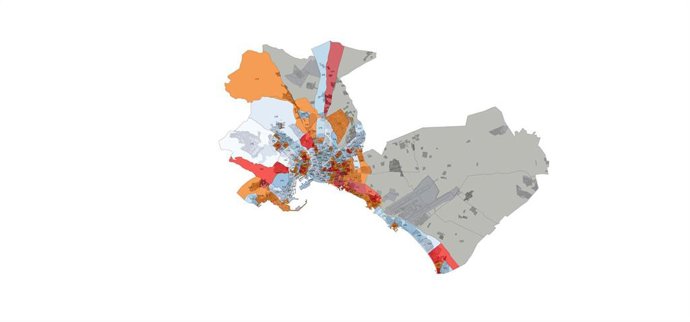 Mapa con la renta por alquileres de Palma.