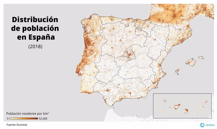 Distribución de la población en España