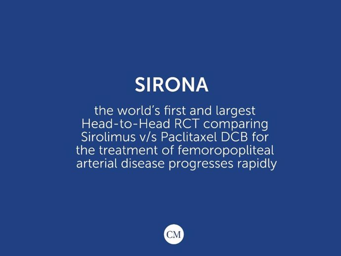 SIRONA - The world's first and largest Head-to-Head RCT comparing Sirolimus V/S Paclitaxel DCB for the treatment of femoropopliteal arterial disease progresses rapidly.