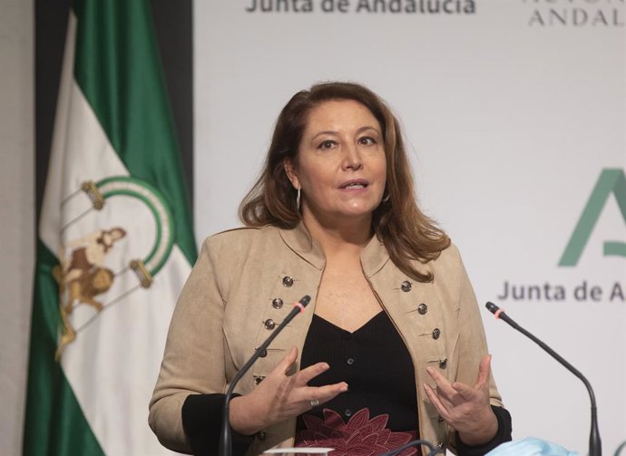 Archivo - La consejera de Agricultura, Carmen Crespo, durante la rueda de prensa posterior a la reunión del Consejo de Gobierno de la Junta de Andalucía. En el Palacio de San Telmo, Sevilla (Andalucía, España), a 26 de enero de 2021.