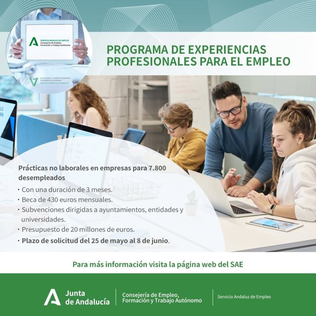 Cartel del programa Experiencias Profesionales para el Empleo.