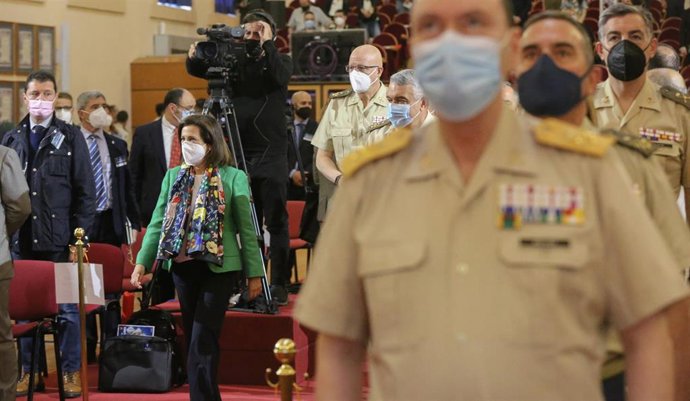 La ministra de Defensa, Margarita Robles, en la inauguración de la jornada 'El Ejército de Tierra y los Retos Futuros 2021