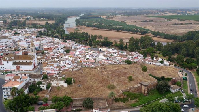 Imagen aérea del Castillo de Gibraleón (Huelva).