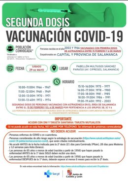 Vacunación este sábado en Salamanca.