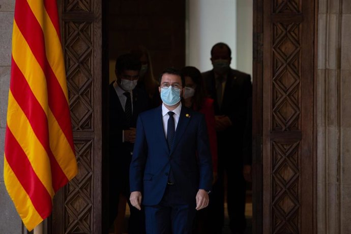 El presidente del Govern, Pere Aragons, tras la primera reunión del Consell Executiu.