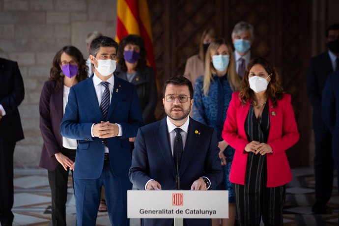 Compareixena del president de la Generalitat, Pere Aragons, després de la primera reunió del nou Govern.