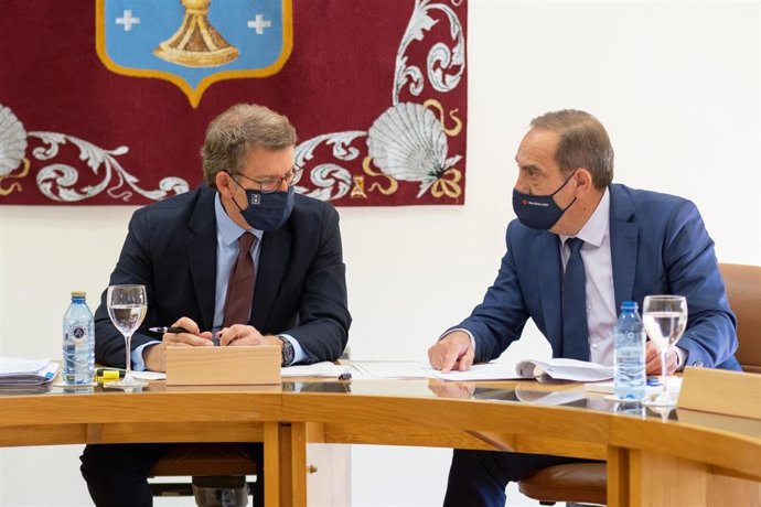 O titular do Goberno galego, Alberto Núñez Feijóo, preside a reunión do Consello da Xunta. Parlamento de Galicia, Santiago de Compostela, 26/05/21.