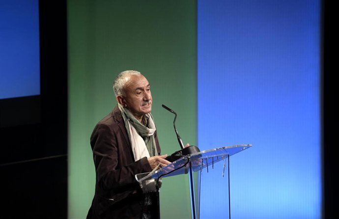 El secretario general de UGT, Pepe Álvarez interviene en la presentación de la 'Alianza por la Formación Profesional: una estrategia de país', a 24 de mayo de 2021, en la Casa de América, Madrid, (España). Se trata de una iniciativa impulsada por el Min