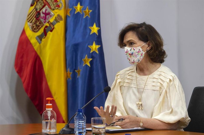 La vicepresidenta primera del Gobierno, ministra de la Presidencia, Relaciones con las Cortes y Memoria Democrática, Carmen Calvo.