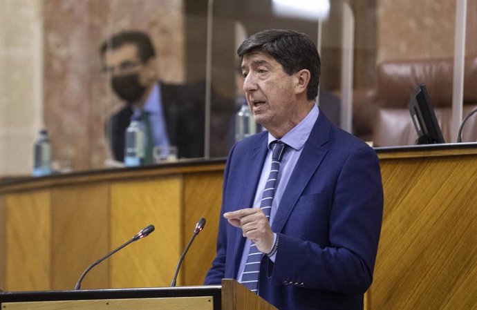 El vicepresidente de la Junta de Andalucía, Juan Marín, en una imagen de 12 de mayo en el Pleno del Parlamento de Andalucía.