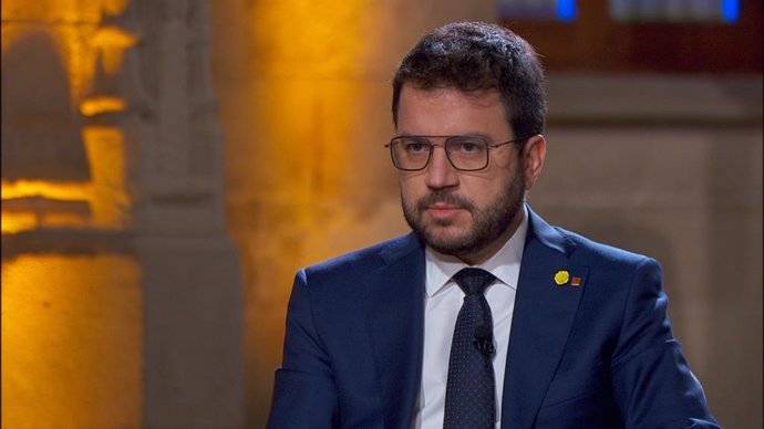 El president de la Generalitat, Pere Aragons, durant la seva primera entrevista televisada des que va assumir el crrec, i que ha ems Tv3 aquest dimecres 26 de maig de 2021.