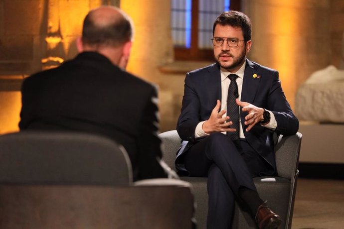 El president de la Generalitat, Pere Aragons, durant una entrevista amb Tv3.