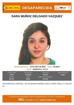 Cartel de una joven desaparecida en Valdemoro