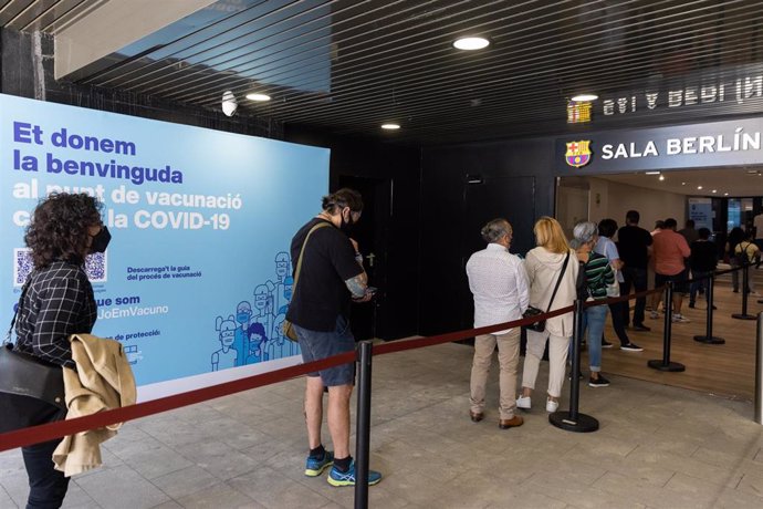 BARCELONA, SPAIN - MAY 27 Centro de vacunación en las instalaciones del Camp Nou contra la COVID-19
