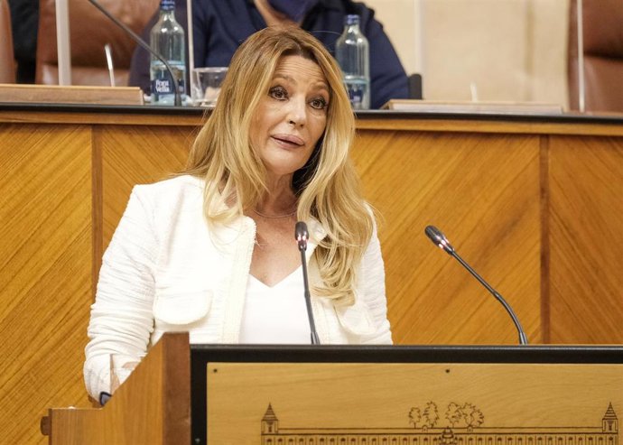 La diputada de Cs, Concha González Insúa, este jueves en el Pleno del Parlamento en la defensa de una PNL sobre el programa de empleo agrario.