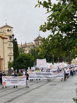 Manifestación de trabajadores de Abengoa por Sevilla.