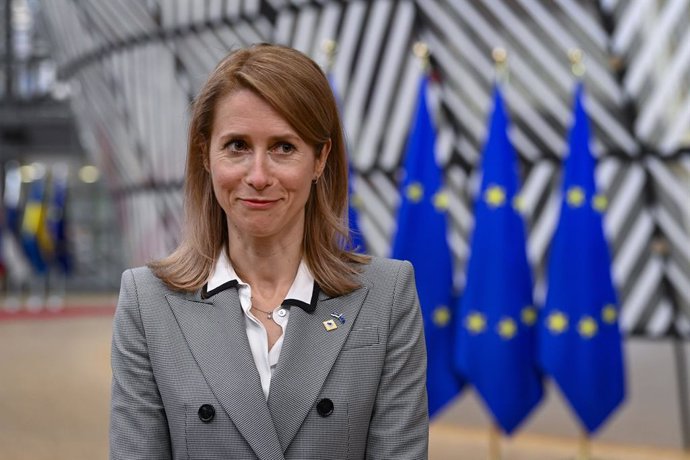 24 May 2021, Belgium, Brussels: Estonia's Prime Minister Kaja Kallas speaks to media upon her arrival to attend a special EU summit. Photo: Philip Reynaerts/BELGA/dpa