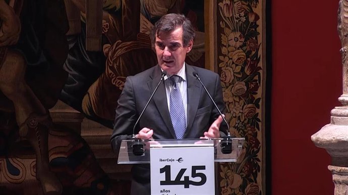 El secretario general del Tesoro y Financiación Internacional, Carlos San Basilio, en el acto conmemorativo del 145 aniversario de Ibercaja Banco.