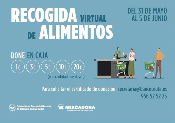 Mercadona colabora con los bancos de alimentos andaluces en la recogida virtual de primavera