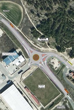 Obras de construcción de la rotonda de Carcar y su acceso peatonal