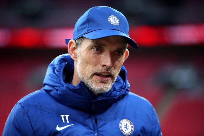 15 May 2021, United Kingdom, London: Chelsea manager Thomas Tuchel is interviewed after the English FA Cup final soccer match between Chelsea and Leicester City at Wembley Stadium. Photo: Nick Potts/PA Wire/dpa