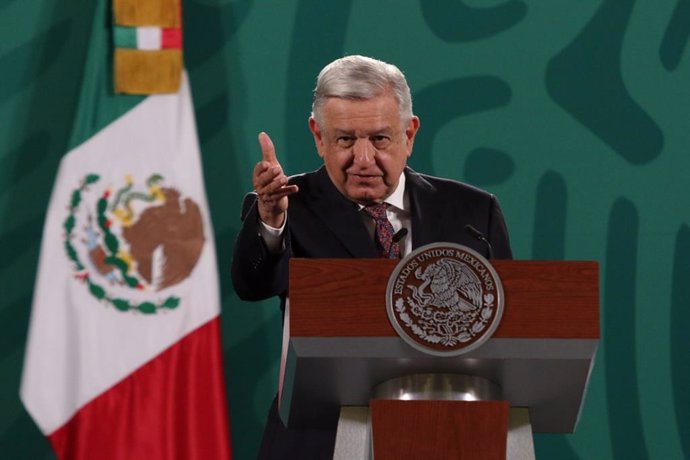 26 May 2021, Mexico, Mexico City: Mexican President Andres Manuel Lopez Obrador speaks during his daily press conference at the National Palace. Photo: El Universal/El Universal via ZUMA Wire/dpa