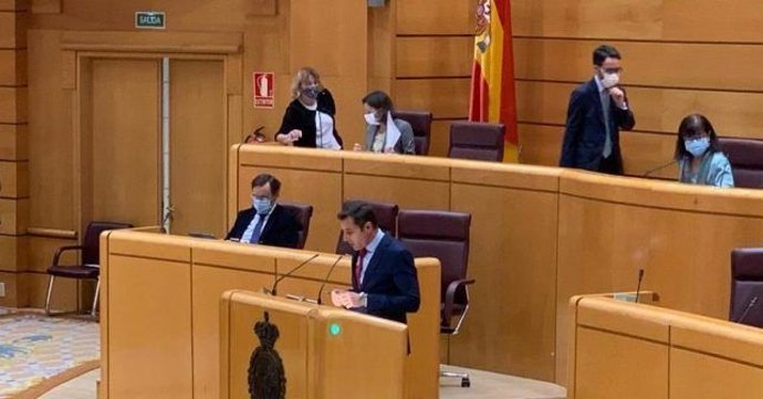 El senador del PSOE por Huela Jesús González, en la tribuna