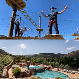 Participantes en el parque de aventura 'Sierra de Cameros' y el parque de paleoaventura 'Barranco Perdido'
