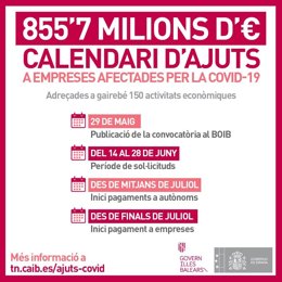 Imagen del calendario de las ayudas a empresas afectadas por la COVID-19.