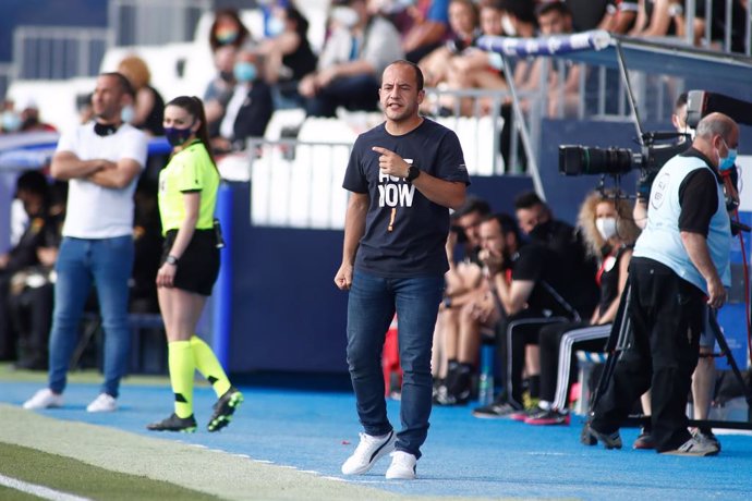 Lluis Cortes, head coach of FC Barcelona, gestures during the women spanish cup, Copa de la Reina, Sefiminal football match played between Madrid CFF and FC Barcelona at Butarque stadium on May 26, 2021 in Leganes, Madrid, Spain.