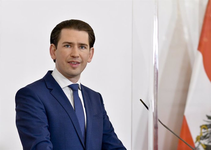 28 May 2021, Austria, Vienna: Austrian Chancellor Sebastian Kurz speaks during a press conference after the Coronavirus Summit "Current Situation - Further Opening Steps" at the Federal Chancellery. Photo: Herbert Neubauer/APA/dpa
