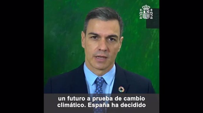 El presidente del Gobierno, Pedro Sánchez, paticipa mediante un vídeo en la Cumbre P4G