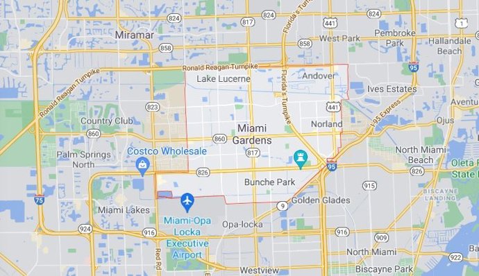 Imagen de mapa de la ciudad de Miami Gardens