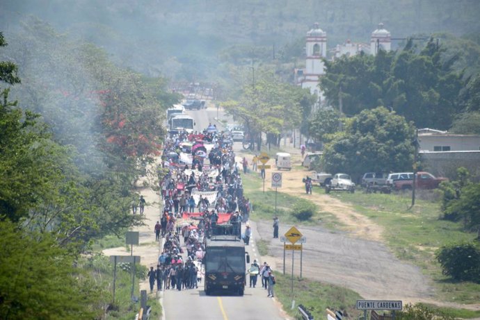 Manifestación de estudiantes normalistas en Chiapas