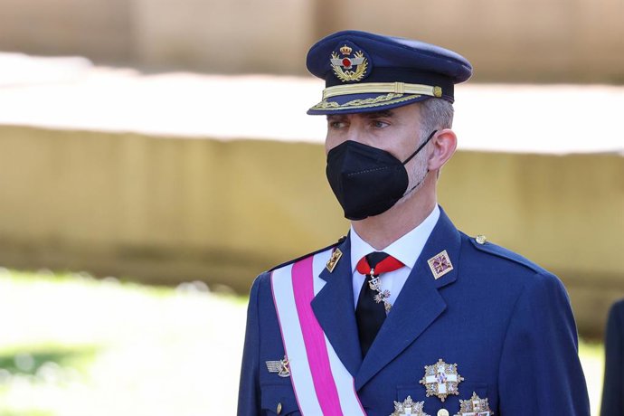 El Rei Felipe durant l'acte central del "Dia de les Forces Armades 2021", a 29 de maig de 2021, a Madrid (Espanya).