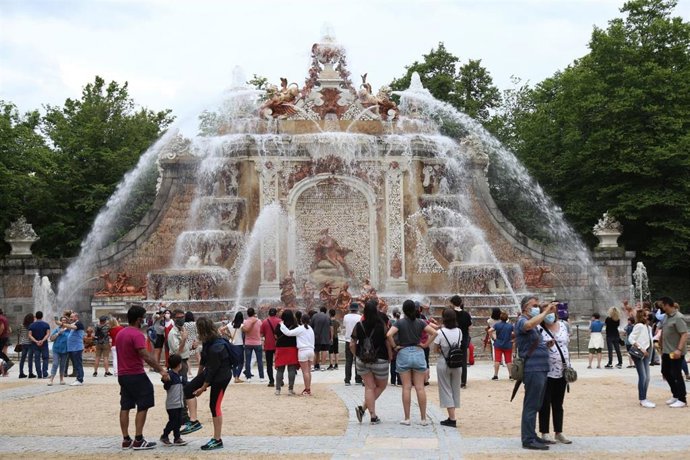 Inauguración de la Temporada de Fuentes de los Jardines del Palacio Real de La Granja de San Ildefonso, en La Granja de San Ildefonso, en Segovia, Castilla y León (España). 