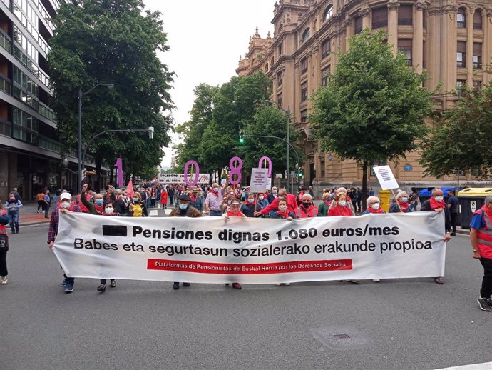 Manifestación de pensionistas, este sábado en Bilbao