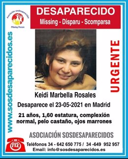 Desaparece una joven de 21 años en Madrid