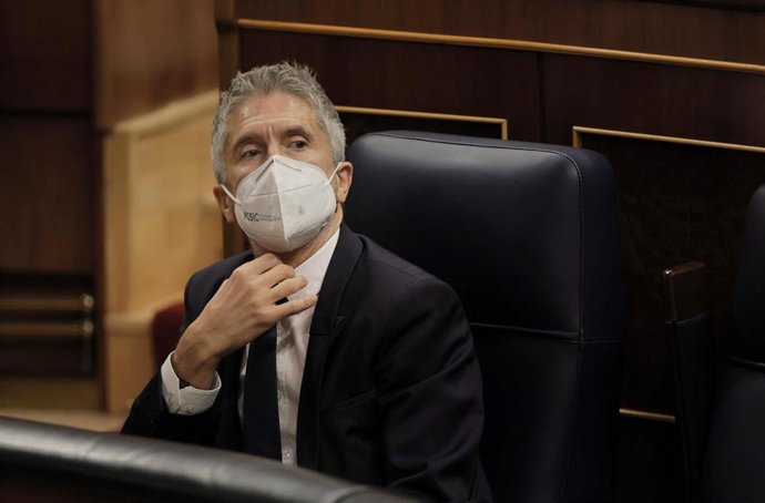 El ministro del Interior, Fernando Grande-Marlaska, en una sesión de control al Gobierno en el Congreso