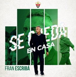 El entrenador Fran Escribá ha renovado con el Elche para la temporada 2021-22.