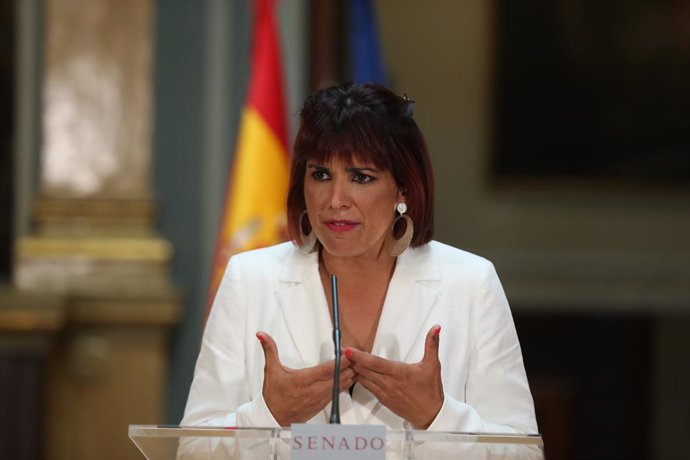 La líder de Anticapitalistas en Andalucía y diputada autonómica, Teresa Rodríguez interviene tras presentar una propuesta desde Andalucía en el Senado, a 24 de mayo de 2021, en Madrid (España). Hace dos meses, Rodríguez anunció que los diputados no adsc
